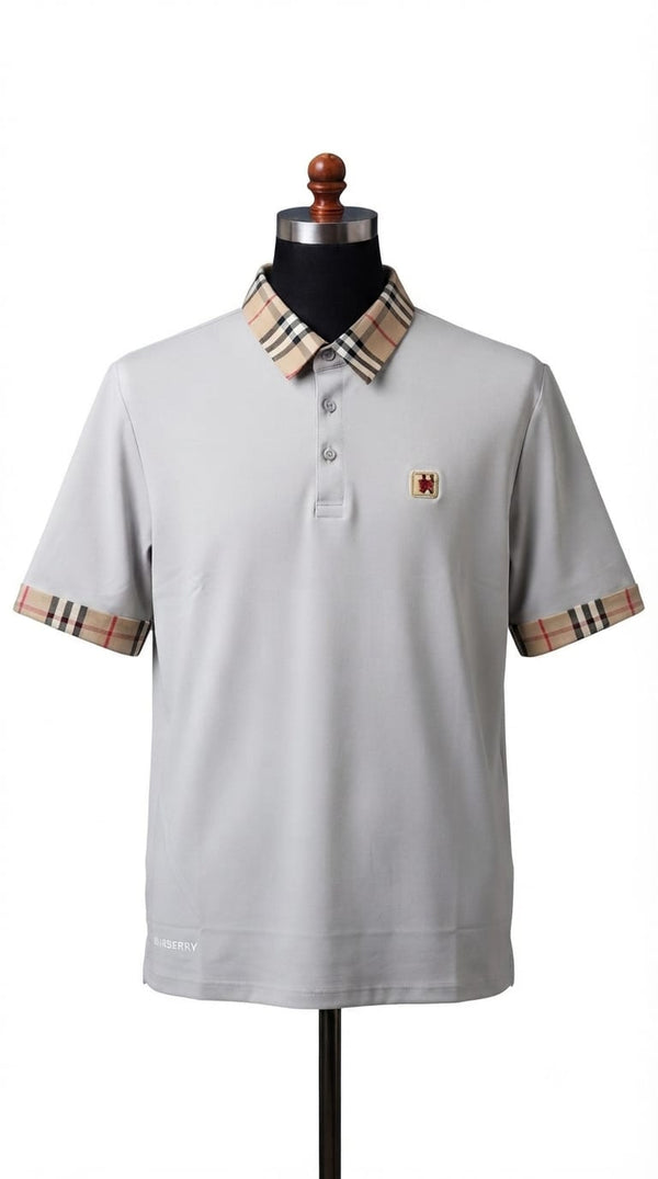 Classic Plaid-Trim Polo Shirt