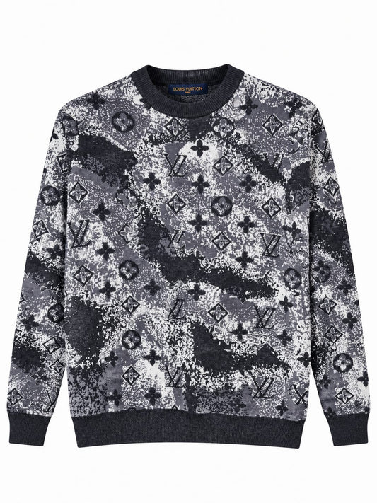 Louis Vuitton Abstract Monogram Jacquard Crewneck Sweater