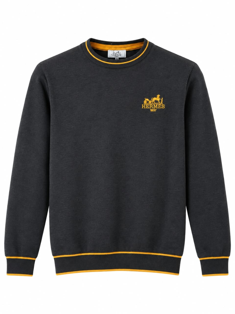 Hermès Crewneck Sweater with Striped Trim