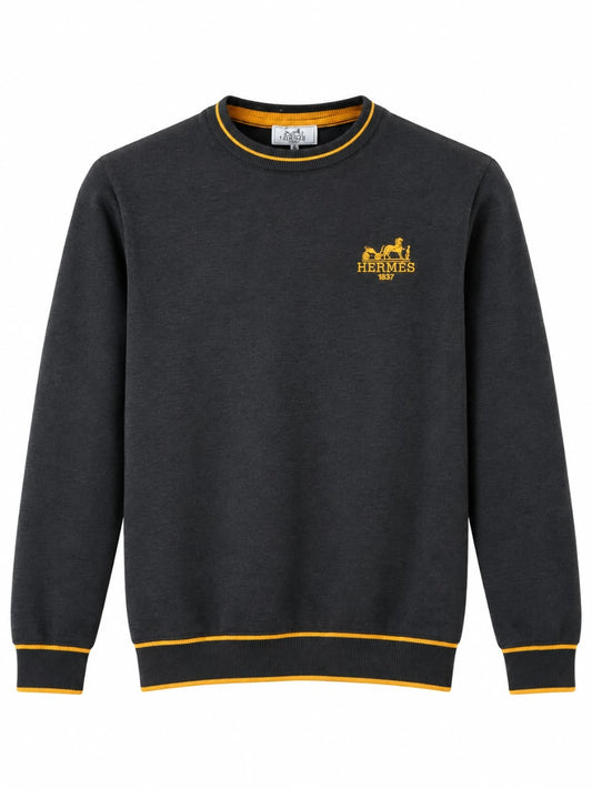 Hermès Crewneck Sweater with Striped Trim