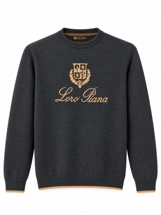 Loro Piana Crest Embroidered Crewneck Sweater