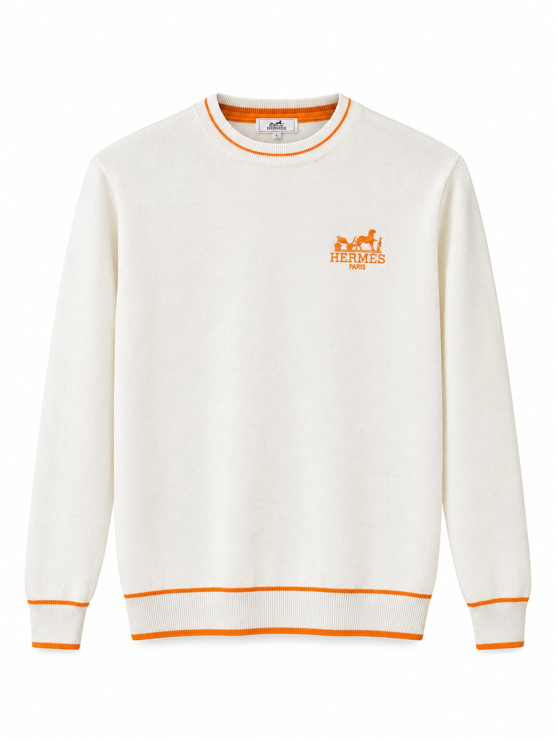 Hermès Crewneck Sweater with Striped Trim